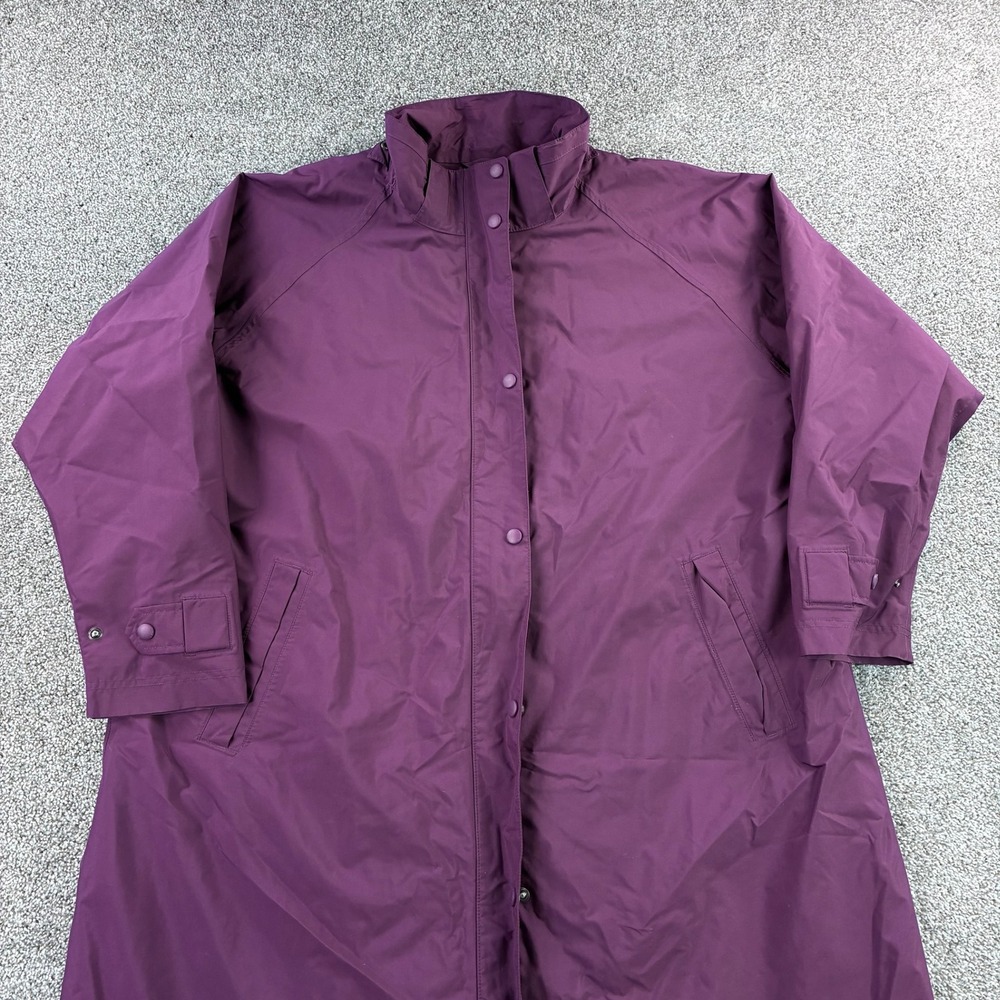 LL Bean Rain Jacket Women's 2X Purple Long Trench Coat Outdoor Nylon Lightweight